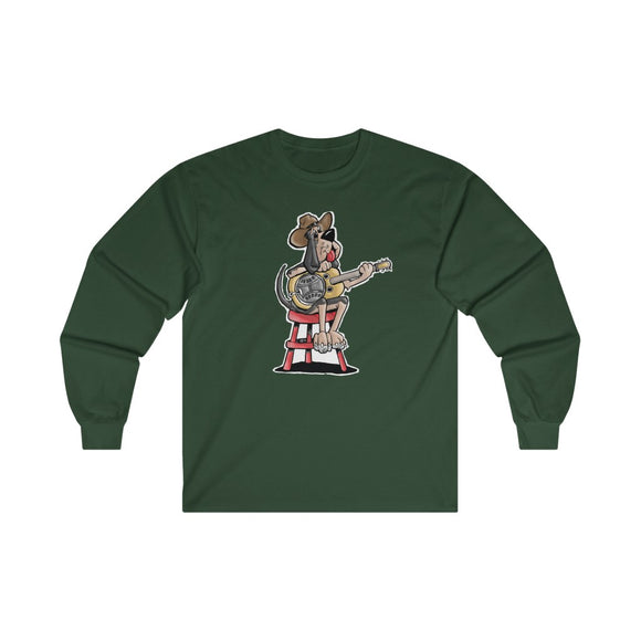Guitar Playing Hound Dog Ultra Cotton Long Sleeve Tee | The Bloodhound Shop