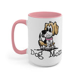 Beagle Dog Mom Two-Tone Coffee Mugs, 15oz