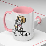 Beagle Dog Mom Two-Tone Coffee Mugs, 15oz