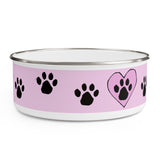 Paw Print FBC Pink Enamel Bowl