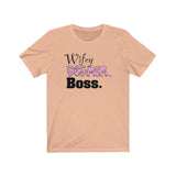 Wifey Dog Mom Boss FBC Unisex Jersey Short Sleeve Tee (Black Lettering)