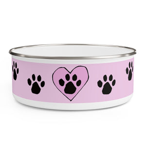 Paw Print FBC Pink Enamel Bowl