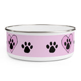 Paw Print FBC Pink Enamel Bowl