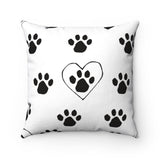 Paw Print FBC White Spun Polyester Square Pillow