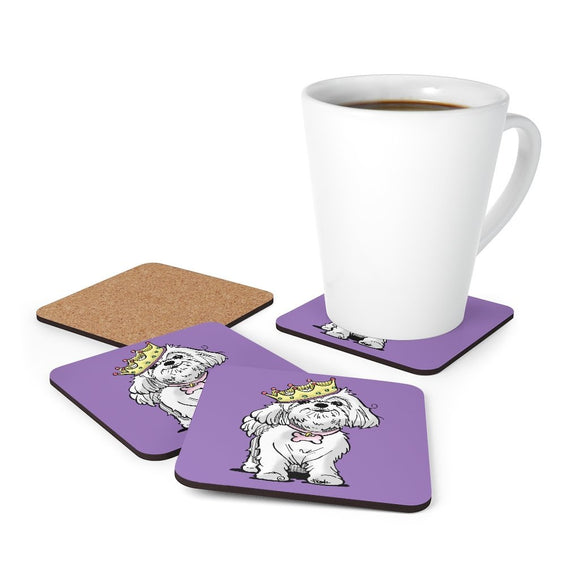 If The Crown Fits Maltese FBC Corkwood Coaster Set