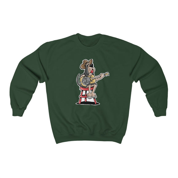 Guitar Playing Hound Dog Unisex Heavy Blend™ Crewneck Sweatshirt | The Bloodhound Shop