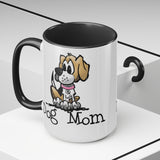 Beagle Dog Mom Two-Tone Coffee Mugs, 15oz