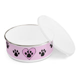 Paw Print FBC Pink Enamel Bowl