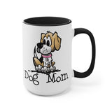 Beagle Dog Mom Two-Tone Coffee Mugs, 15oz