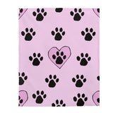 Paw Print FBC Pink Velveteen Plush Blanket