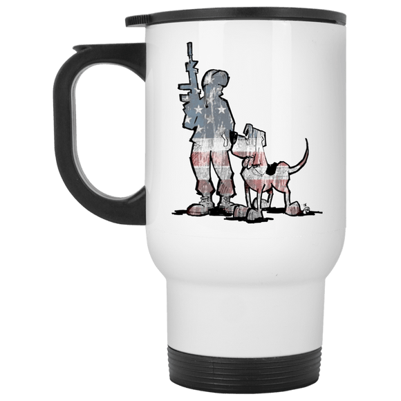 Soldier Hound White Travel Mug - The Bloodhound Shop