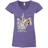 Wrecking Ball Hound Gildan Ladies' Fitted Softstyle 4.5 oz V-Neck T-Shirt - The Bloodhound Shop