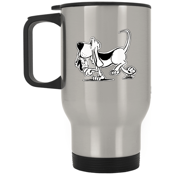 Retro Hound Silver Stainless Travel Mug - The Bloodhound Shop