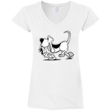 Retro Hound Gildan Ladies' Fitted Softstyle 4.5 oz V-Neck T-Shirt - The Bloodhound Shop