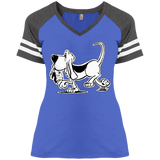 Retro Hound District Ladies' Game V-Neck T-Shirt - The Bloodhound Shop