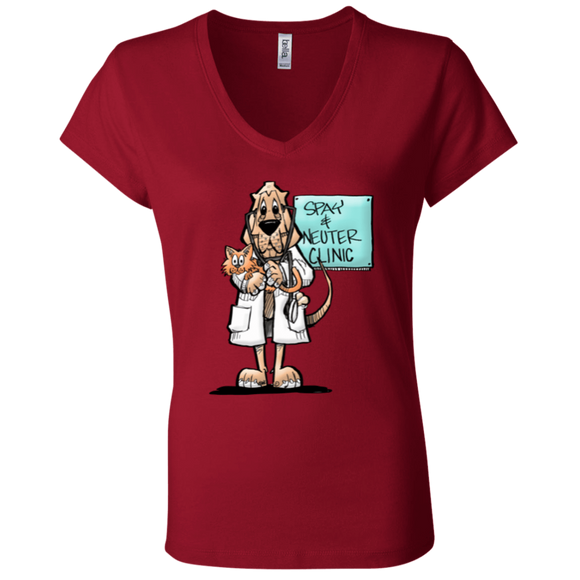Veterinarian Hound Bella + Canvas Ladies' Jersey V-Neck T-Shirt - The Bloodhound Shop
