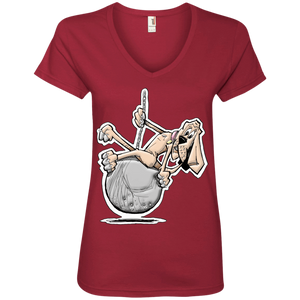 Wrecking Ball Hound Anvil Ladies' V-Neck T-Shirt - The Bloodhound Shop