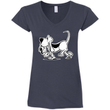 Retro Hound Gildan Ladies' Fitted Softstyle 4.5 oz V-Neck T-Shirt - The Bloodhound Shop