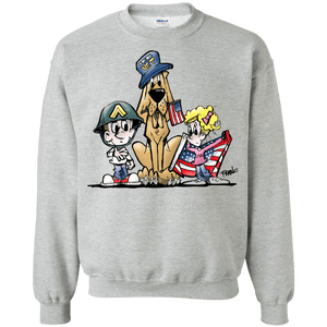 Veterans Day Hound Gildan Crewneck Pullover Sweatshirt  8 oz. - The Bloodhound Shop