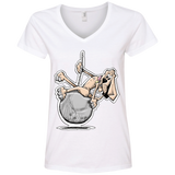 Wrecking Ball Hound Anvil Ladies' V-Neck T-Shirt - The Bloodhound Shop