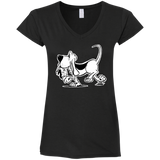 Retro Hound Gildan Ladies' Fitted Softstyle 4.5 oz V-Neck T-Shirt - The Bloodhound Shop