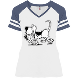 Retro Hound District Ladies' Game V-Neck T-Shirt - The Bloodhound Shop