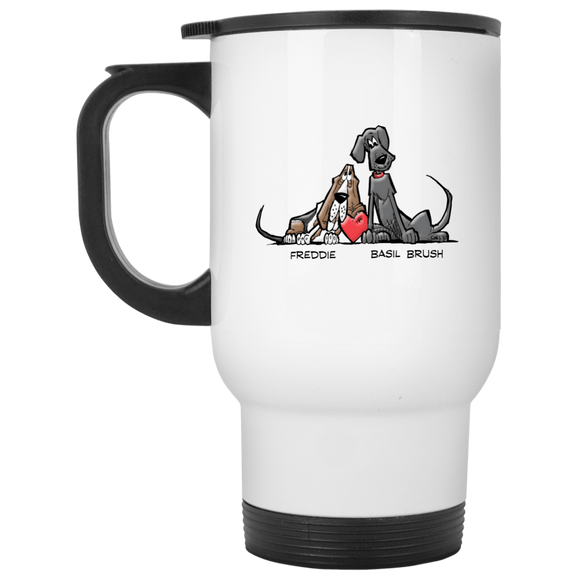 Tim's Freddie/Basil Love White Travel Mug - The Bloodhound Shop