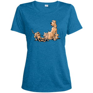 Palmers Playful Pups Sport-Tek Ladies' Heather Dri-Fit Moisture-Wicking T-Shirt - The Bloodhound Shop