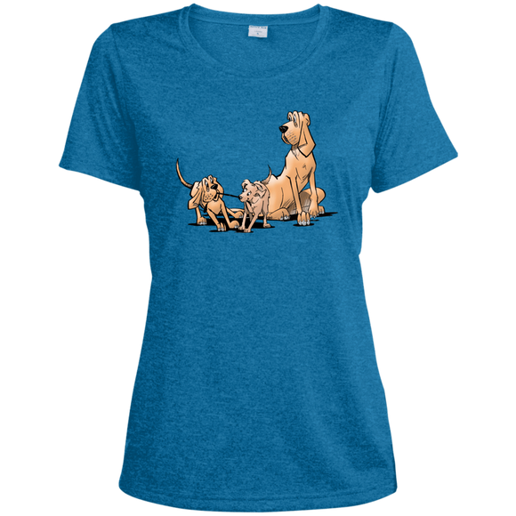 Palmers Playful Pups Sport-Tek Ladies' Heather Dri-Fit Moisture-Wicking T-Shirt - The Bloodhound Shop