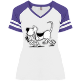 Retro Hound District Ladies' Game V-Neck T-Shirt - The Bloodhound Shop