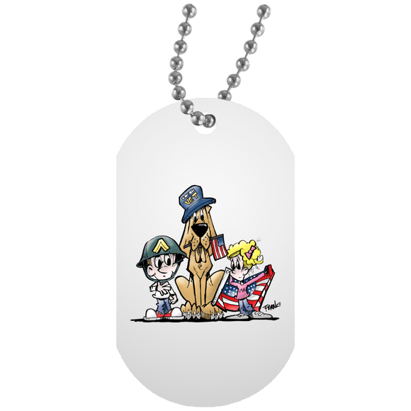 Veterans Day Hound White Dog Tag Necklace - The Bloodhound Shop