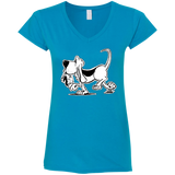 Retro Hound Gildan Ladies' Fitted Softstyle 4.5 oz V-Neck T-Shirt - The Bloodhound Shop