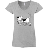 Retro Hound Gildan Ladies' Fitted Softstyle 4.5 oz V-Neck T-Shirt - The Bloodhound Shop