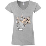 Wrecking Ball Hound Gildan Ladies' Fitted Softstyle 4.5 oz V-Neck T-Shirt - The Bloodhound Shop
