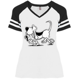Retro Hound District Ladies' Game V-Neck T-Shirt - The Bloodhound Shop