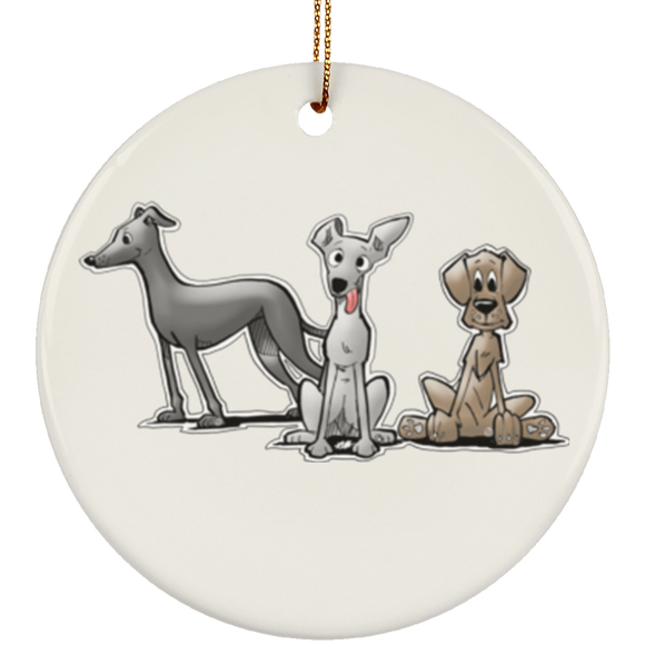 Tim's Greyhound and Lab Ceramic Circle Ornament - The Bloodhound Shop