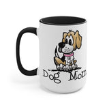 Beagle Dog Mom Two-Tone Coffee Mugs, 15oz