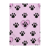 Paw Print FBC Pink Velveteen Plush Blanket