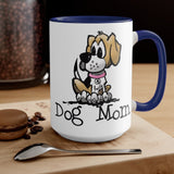 Beagle Dog Mom Two-Tone Coffee Mugs, 15oz