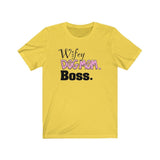 Wifey Dog Mom Boss FBC Unisex Jersey Short Sleeve Tee (Black Lettering)