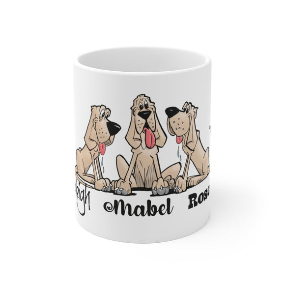 Three Red Hounds White Ceramic Mug | The Bloodhound Shop