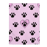 Paw Print FBC Pink Velveteen Plush Blanket