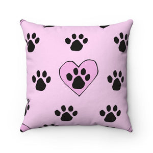 Paw Print FBC Pink Spun Polyester Square Pillow