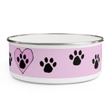 Paw Print FBC Pink Enamel Bowl