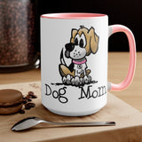 Beagle Dog Mom Two-Tone Coffee Mugs, 15oz