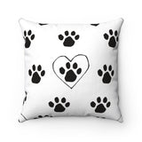 Paw Print FBC White Spun Polyester Square Pillow