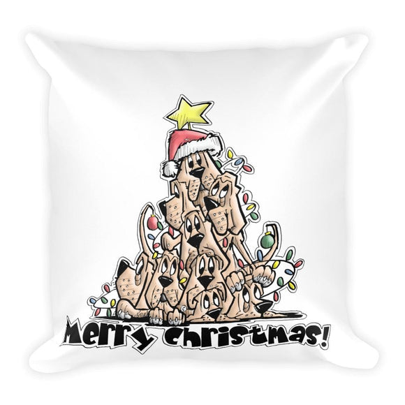 Merry Christmas Tree Hounds Basic Pillow - The Bloodhound Shop