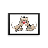 Hound Love (Red and Black Hounds) Framed poster - The Bloodhound Shop