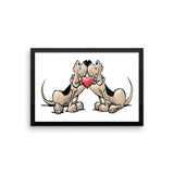 Hound Love (Two Blk/Tan Hounds) Framed poster - The Bloodhound Shop