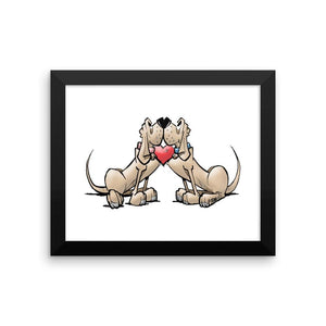 Hound Love (Two Red Hounds) Framed poster - The Bloodhound Shop